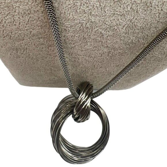 Stainless Steel Twisted Hoop Pendant Necklace For Women. N9 - Picture 7 of 9